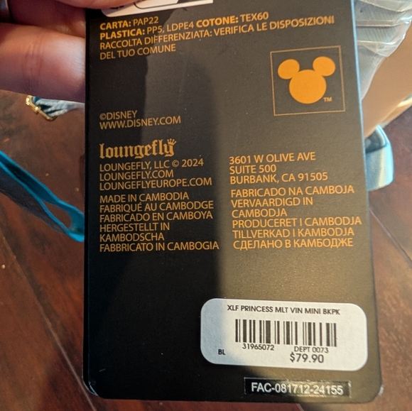 New Loungefly Disney Princess Pearled Glitter Portrait Embroidered Mini Backpack - Picture 7 of 7